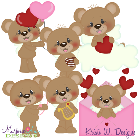 Cupid Bears SVG Cutting Files + Clipart - Click Image to Close